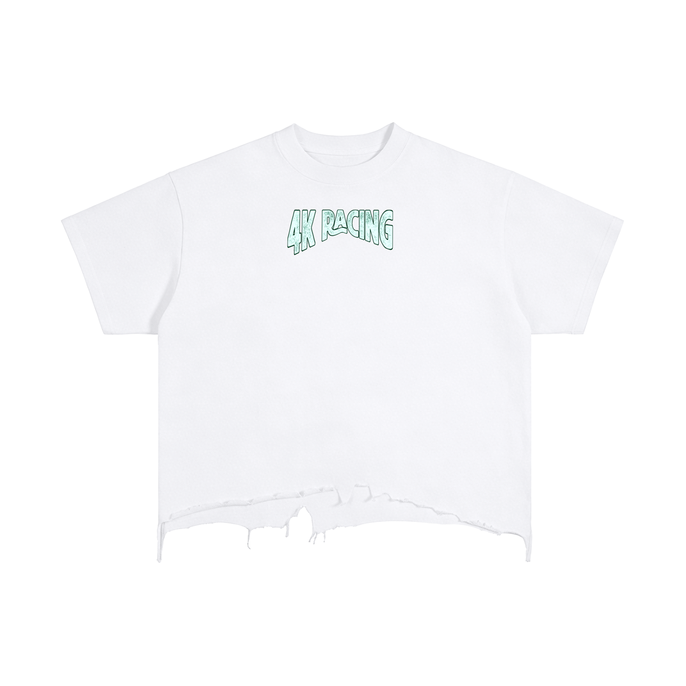 4K Racing Boxy Distressed Hem T-Shirt