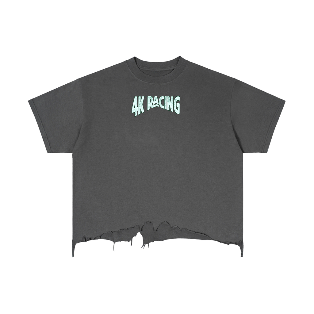 4K Racing Boxy Distressed Hem T-Shirt