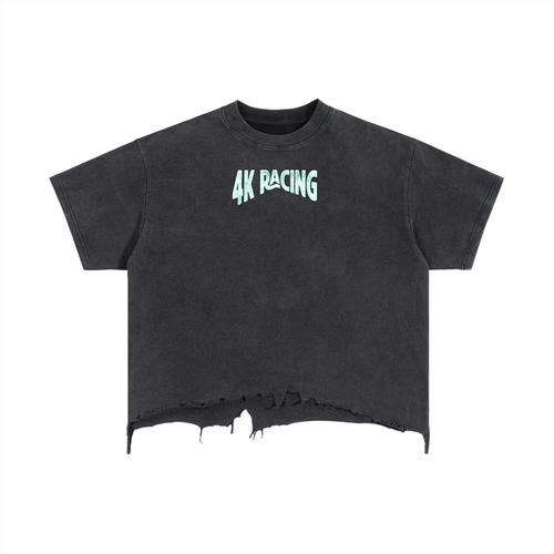 4K Racing Boxy Distressed Hem T-Shirt